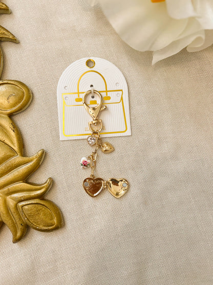 Coquette Heart Charms Locket Keychain image 1