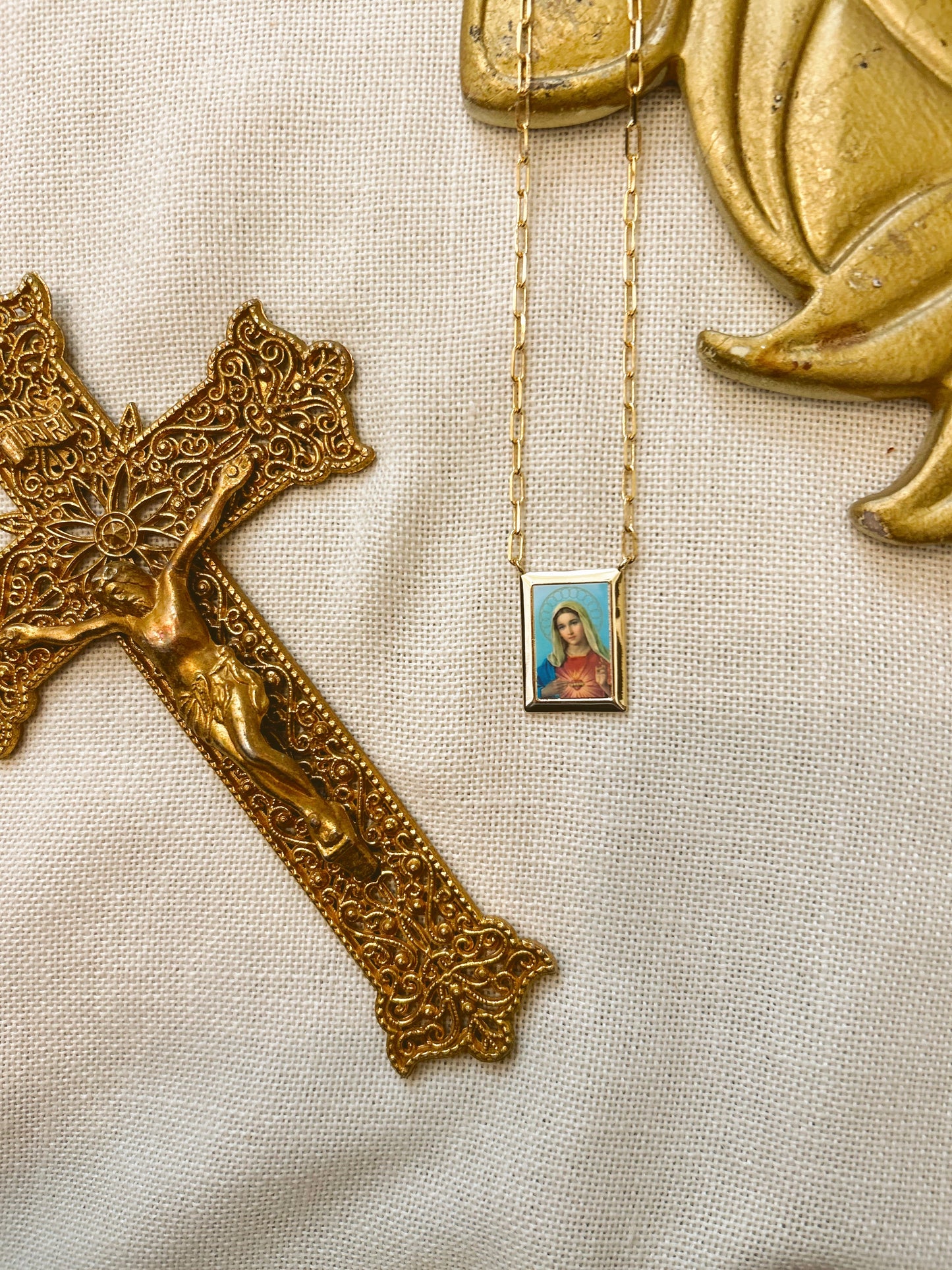 Immaculate Heart of Mary Gold Chain Necklace image 2