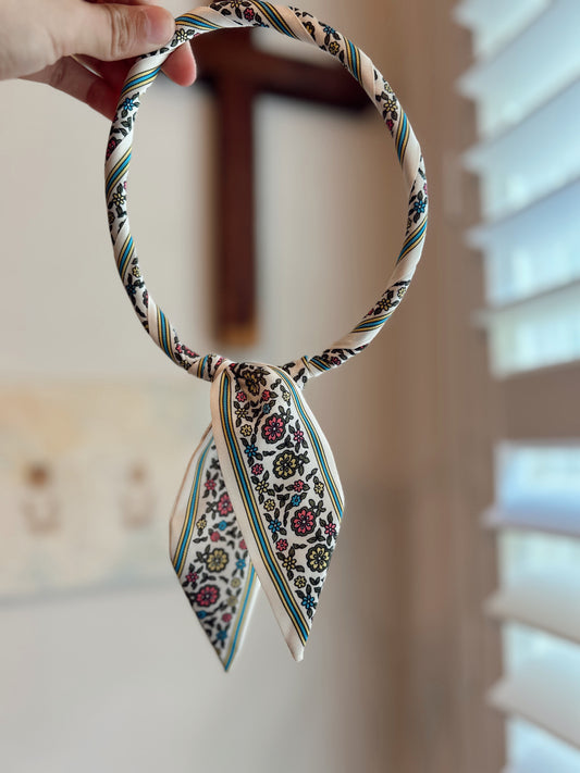Blue/Pink/Sage Wild Honey Floral Magnetic Scarf Necklace