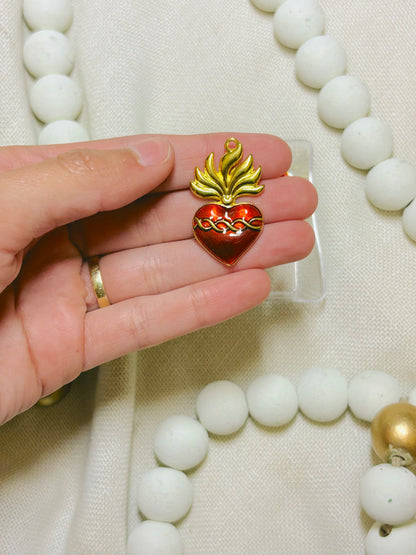 Colorful Red Sacred Heart Charm Large