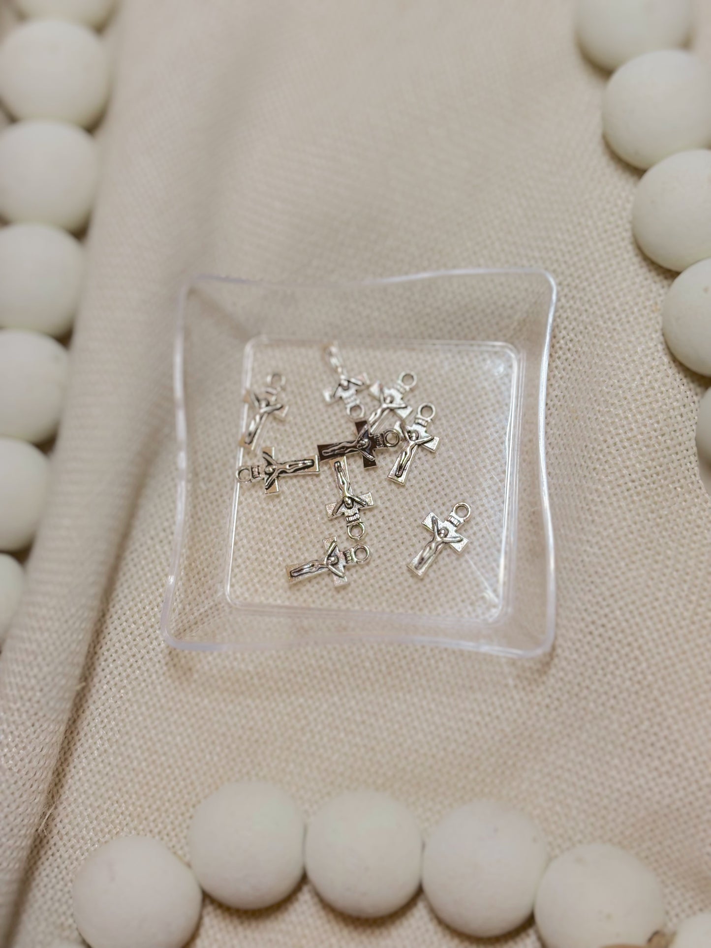 Itty Bitty Catholic Crucifix/Cross Charm Silver