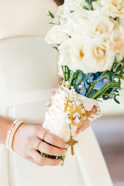 Maria’s Wedding Bouquet Pin/ Large Beaded Pin with Charms