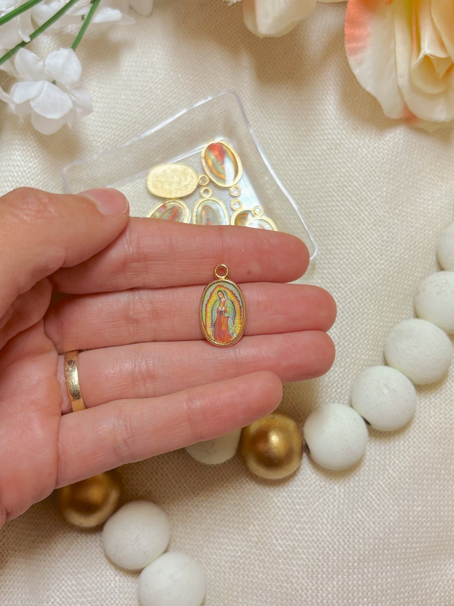 Mary of Guadalupe Colorful Gold Charm