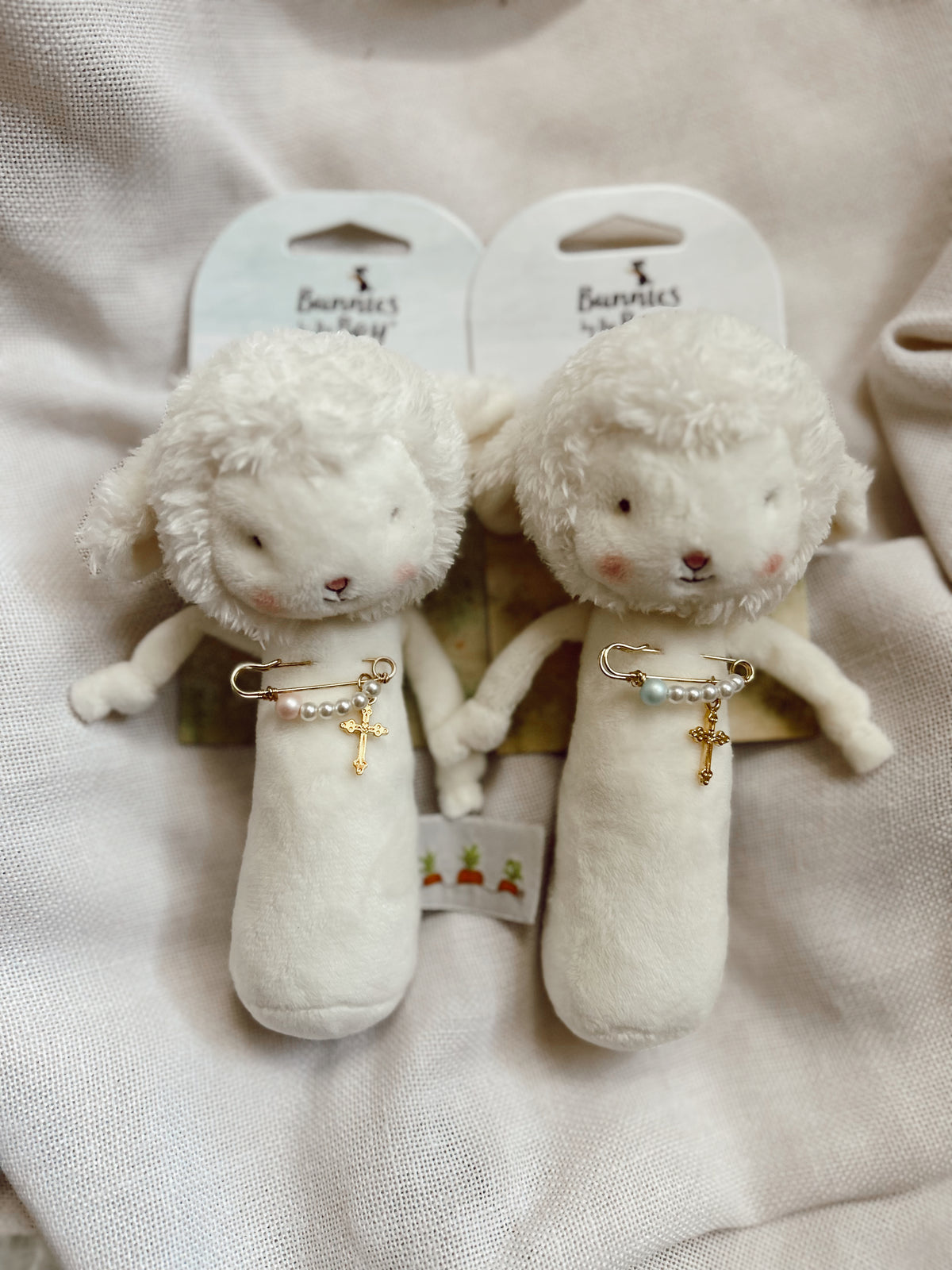 Lamb Rattle Toy with Baptismal Pin