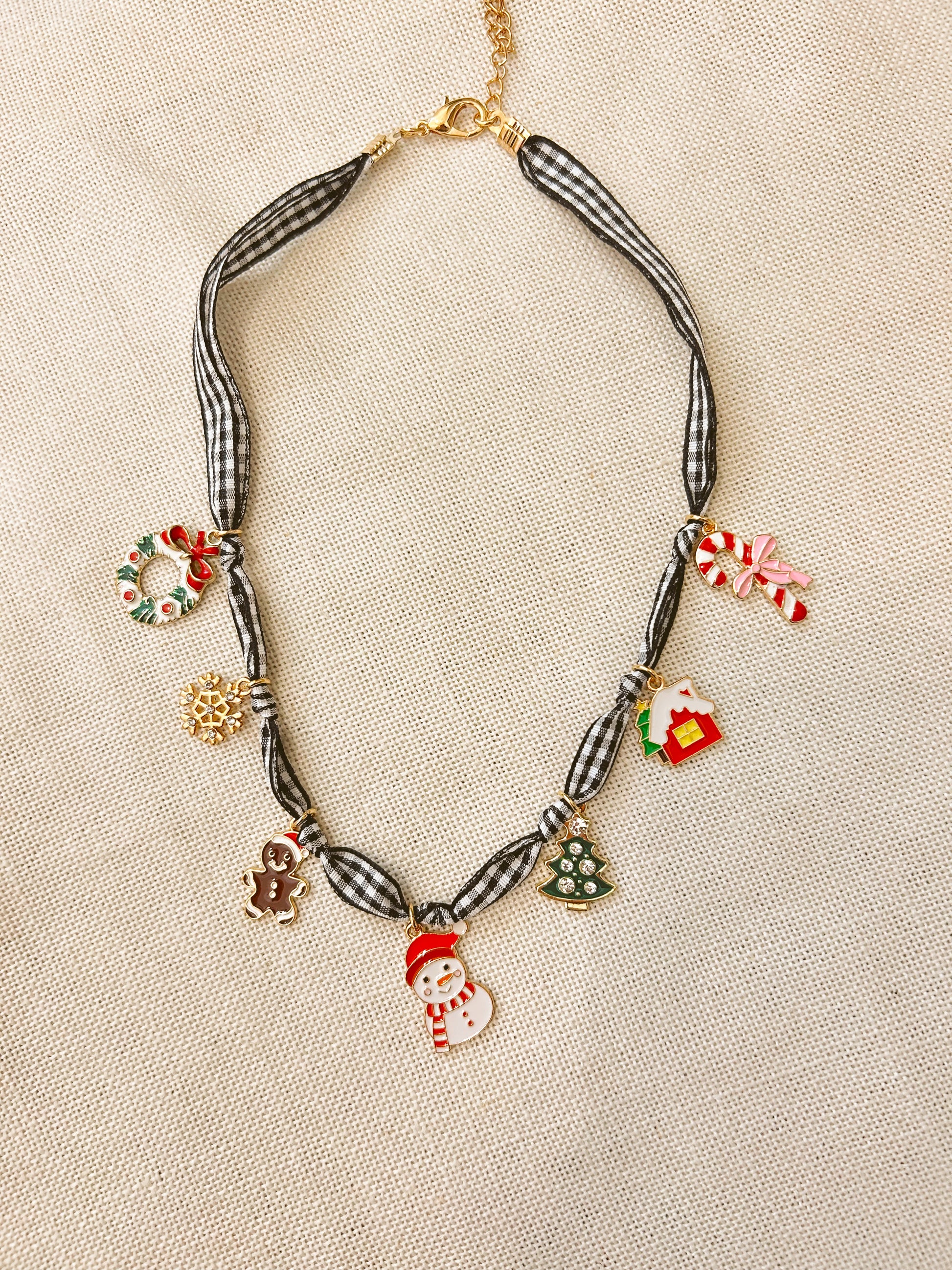 Christmas Fabric Charm Necklace image 1