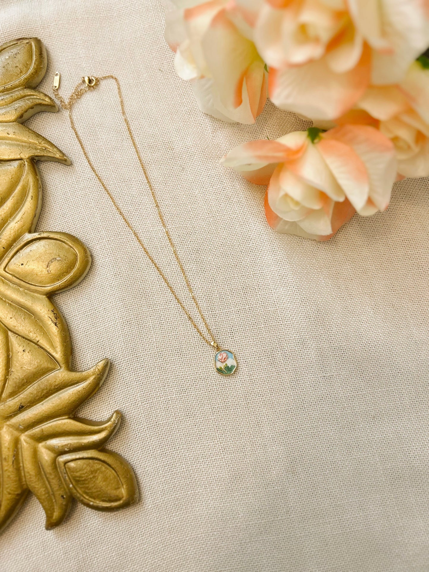 Rosey Skies Pink Rose Gold Pendant Necklace image 1