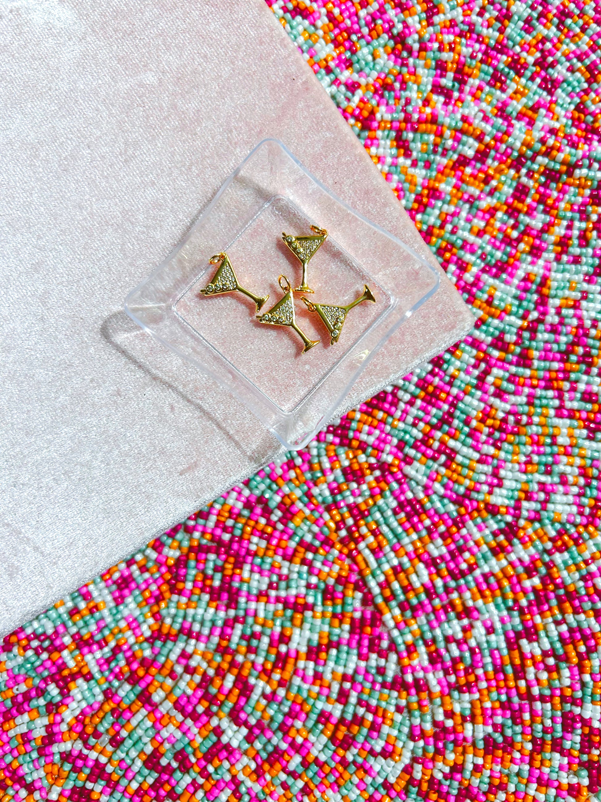 Rhinestone Martini Glass Charm image 0