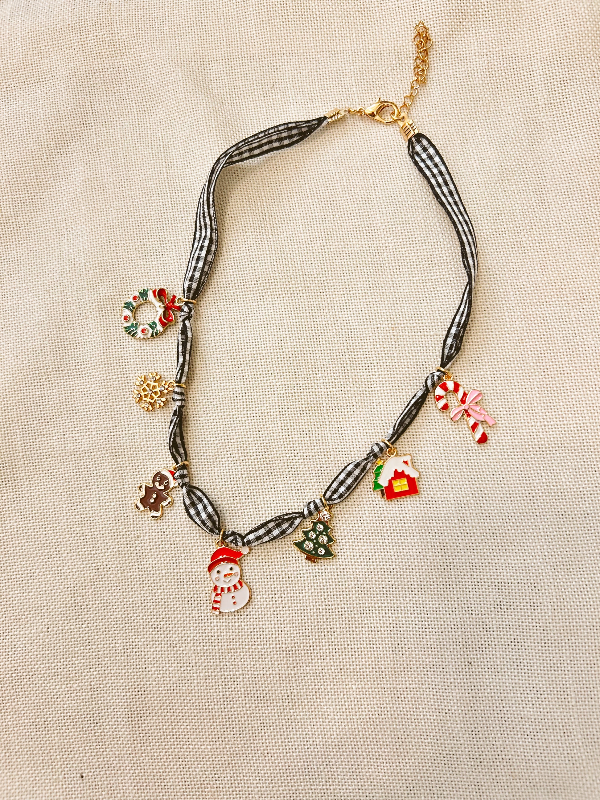 Christmas Fabric Charm Necklace image 0