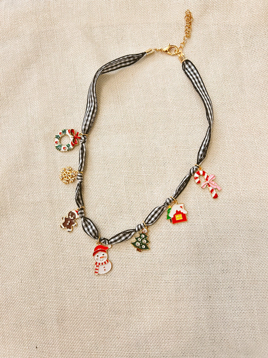 Christmas Fabric Charm Necklace image 0