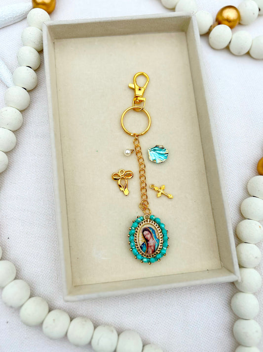 Mary Charm Keychain Light Blue image 0
