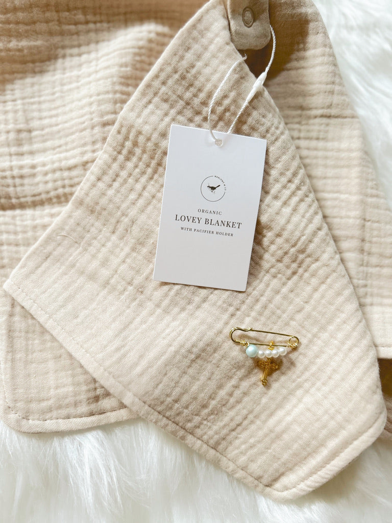 Tan Lovey With Baptismal Pin image 1