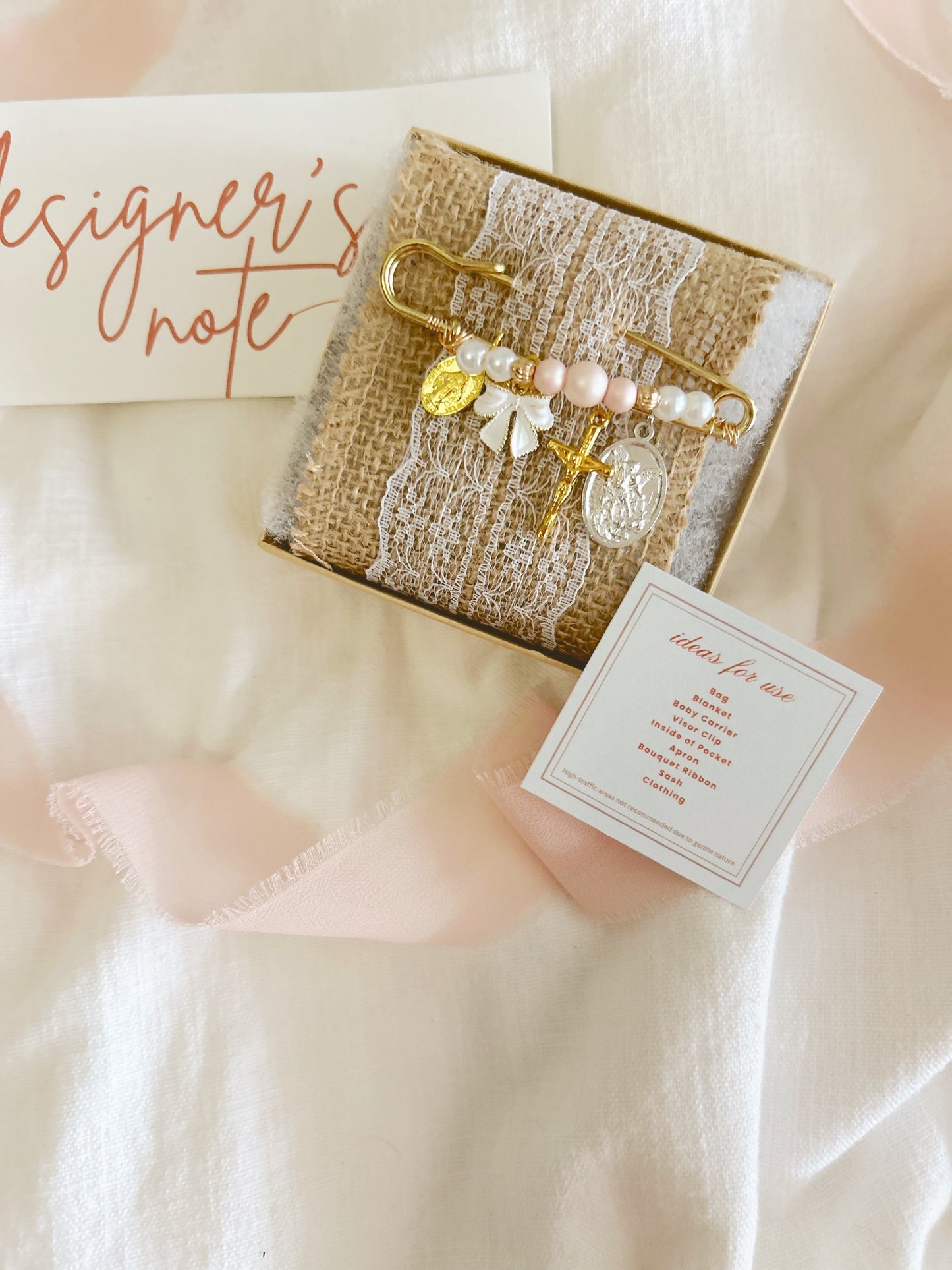 Clara’s Pink Pearl Bow Pin image 1