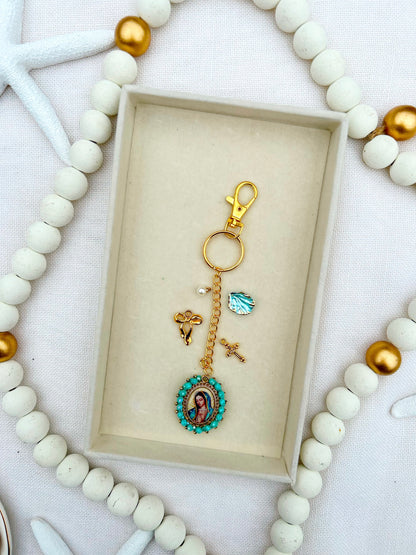 Mary Charm Keychain Light Blue image 2