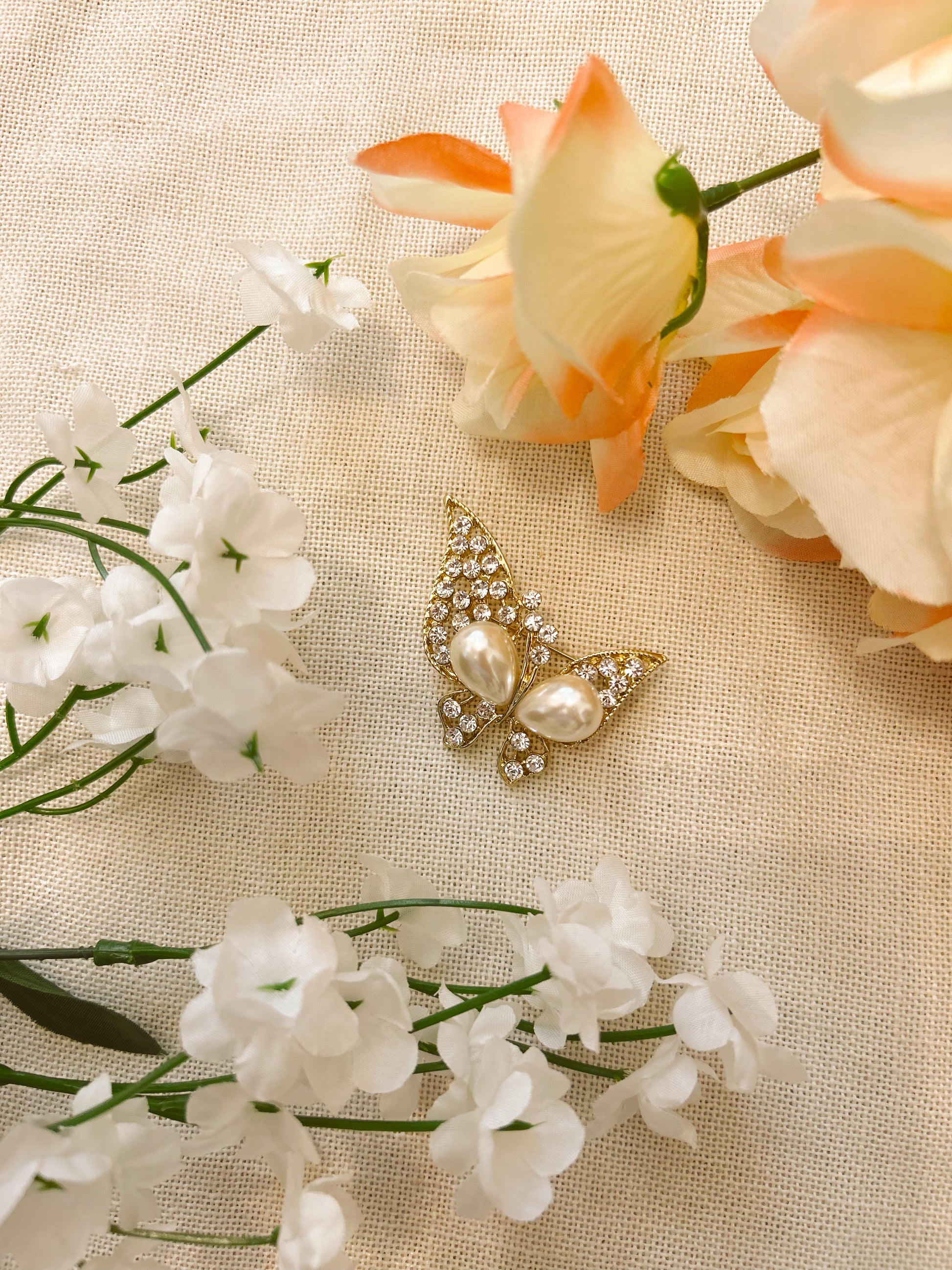 Pearl Butterfly Wedding Brooch image 1