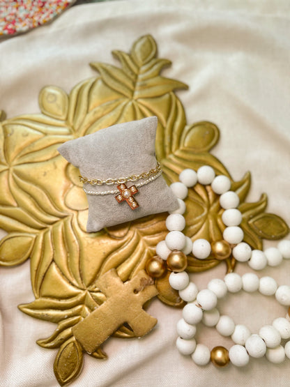 Cross & Pearls Charm Bracelet Stack image 2