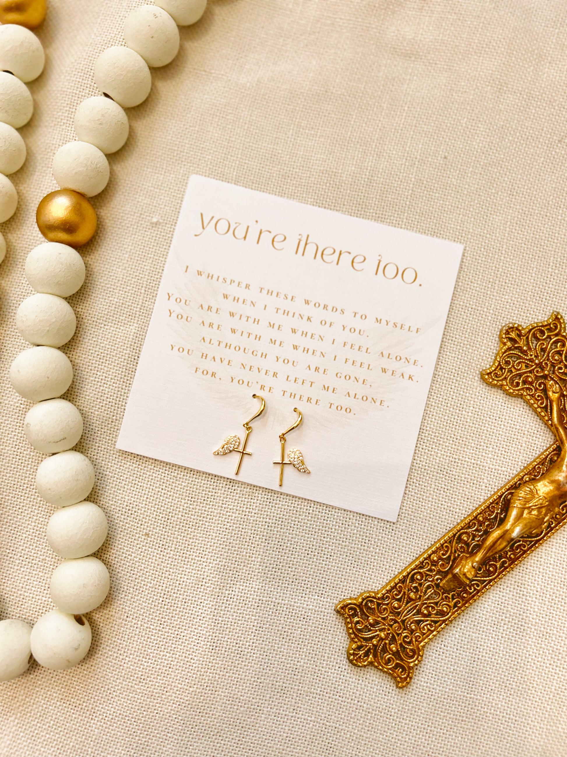 You're There Too Cross/Angel Wing Earrings image 0