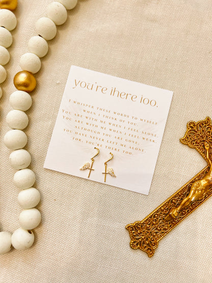 You're There Too Cross/Angel Wing Earrings image 0
