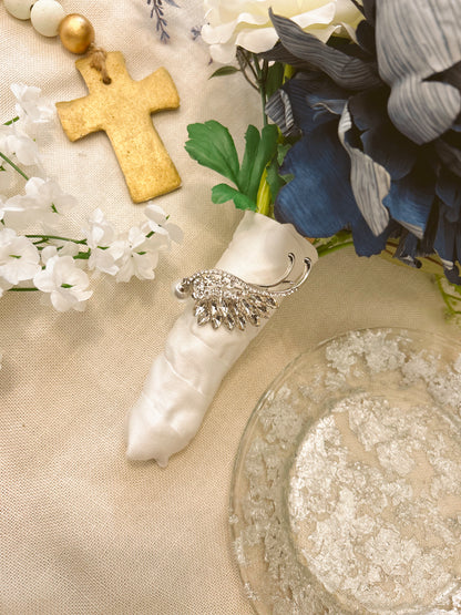 Silver Angel Wing Wedding Brooch image 2