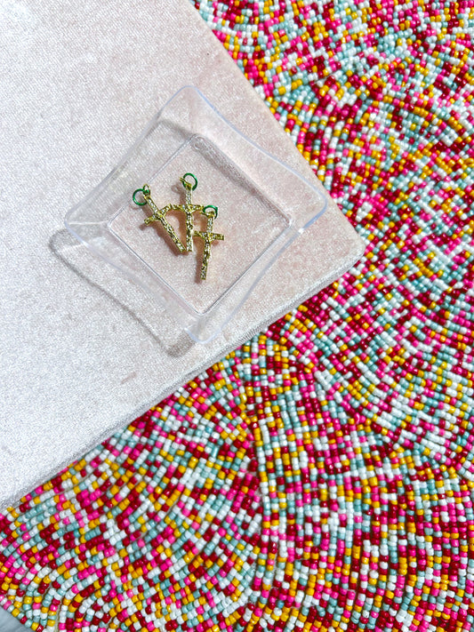 Rhinestone/Gold Crucifix Charm image 0