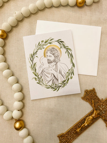 Jesus Holding Baby Angel Card image 2