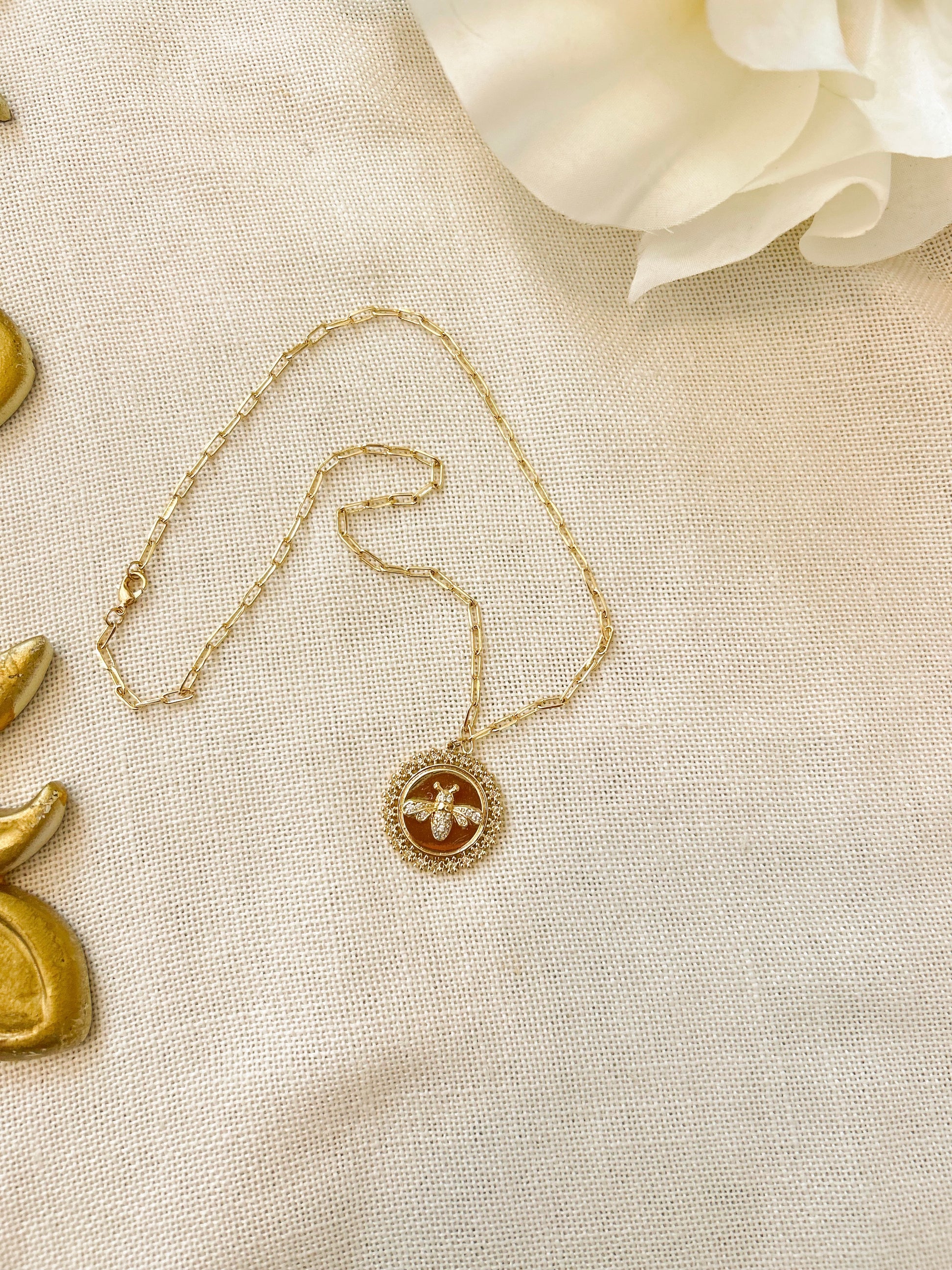 Big Honey Bee Gold Chain Necklace image 3