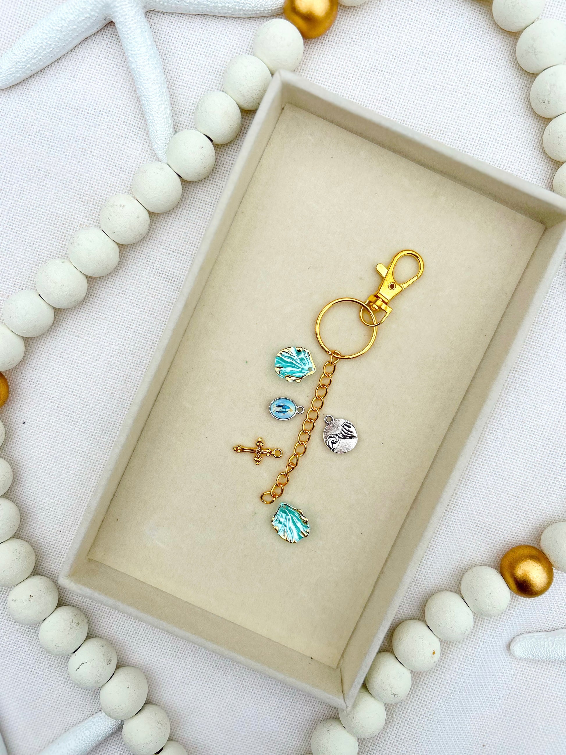 Pinky Promise Charm Keychain Light Blue image 0