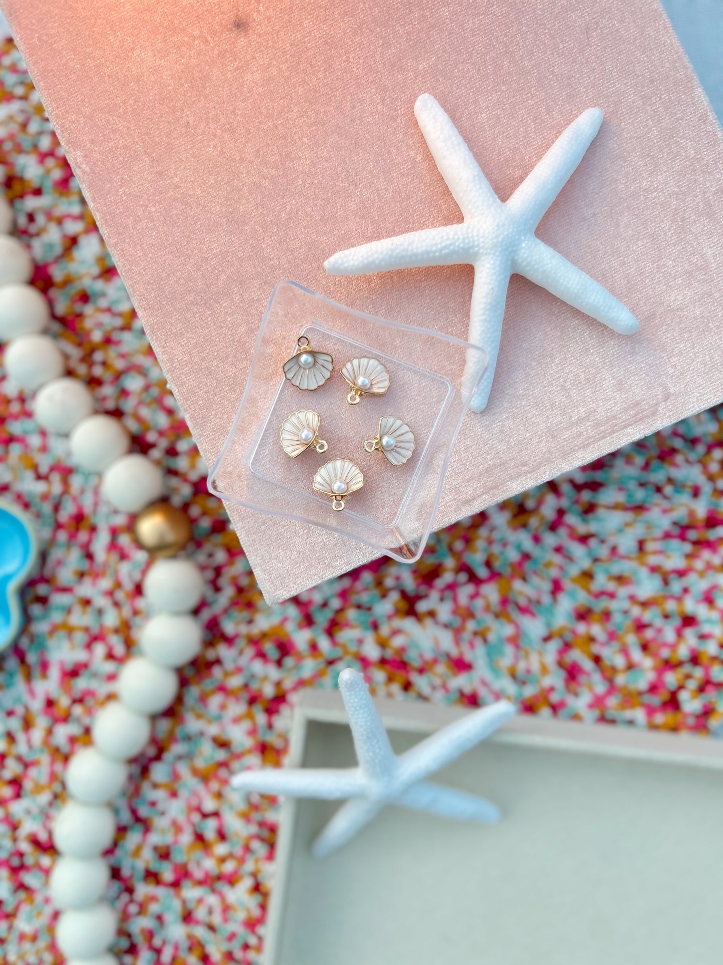 Enamel Pearl Seashell Charm image 2